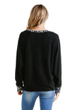 Leopard Print Trimmed Top, Black