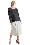 Leopard Print Trimmed Top, Charcoal
