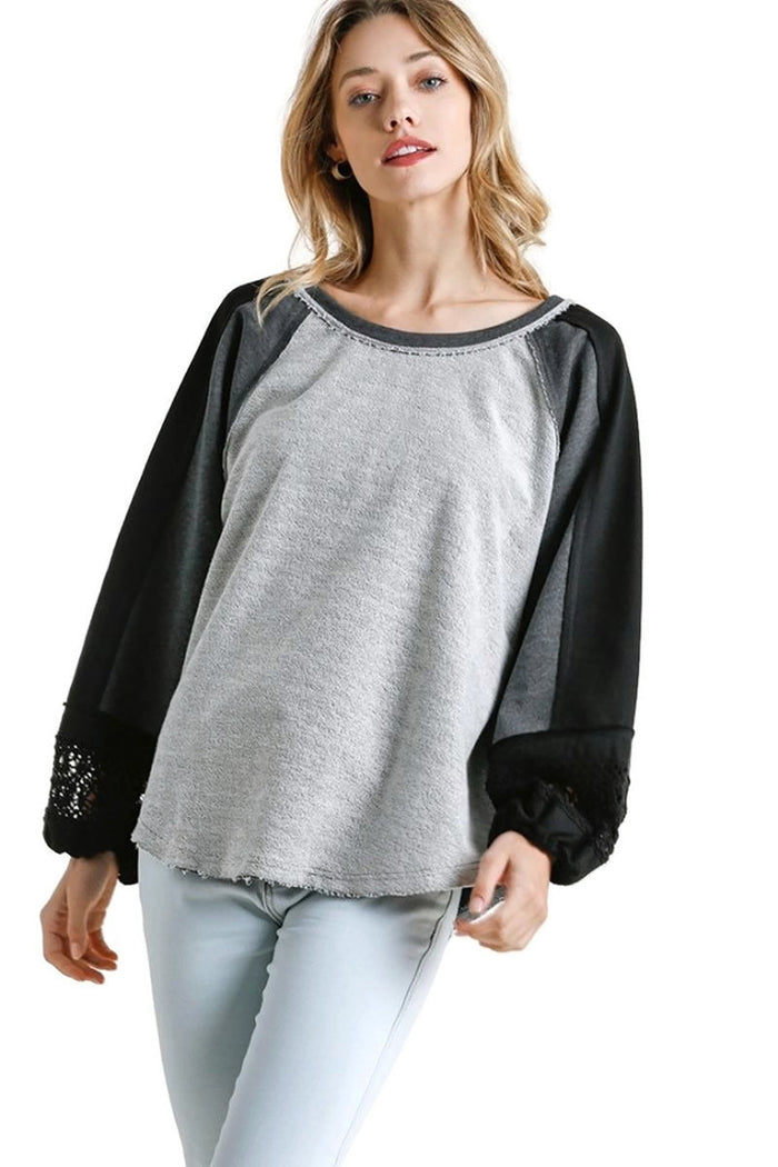 umgee usa Crochet Puff Sleeve Top
