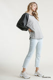 Crochet Puff Sleeve Top, Charcoal