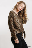 Tie Front Leopard Top, Camel