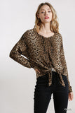 Tie Front Leopard Top, Camel