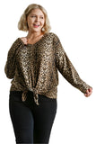 Tie Front Leopard Top, Camel