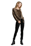 Tie Front Leopard Top, Camel
