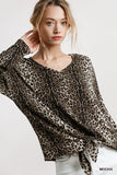 Tie Front Leopard Top, Mocha