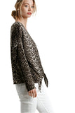 Tie Front Leopard Top, Mocha