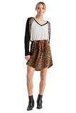 Leopard Drawstring Mini Skirt, Camel