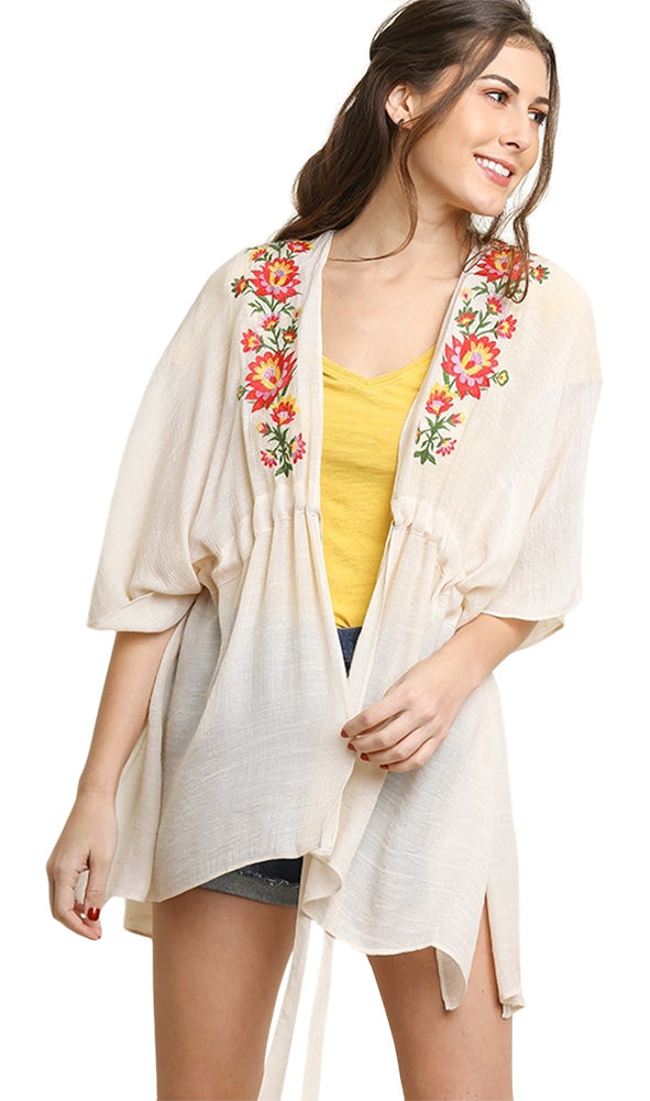 umgee usa Floral Embroided Kimono