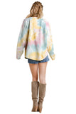 Raglan Sleeve Raw Edged Top, Multi