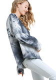 Raglan Sleeve Raw Edged Top, Charcoal