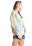 Raglan Sleeve Raw Edged Top, Multi