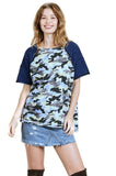 umgee Camo & Striped Top