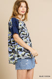 Camo & Striped Top, Blue