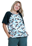 Camo & Striped Top umgee usa