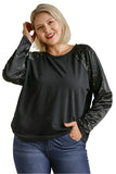 Star Layered Mesh Sleeve Top, Black