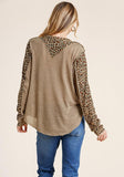 Leopard Trimmed Top, Mocha