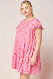 Tiered Ruffled Leopard Dress, Pink