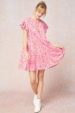 Tiered Ruffled Leopard Dress, Pink