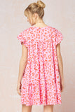 Tiered Ruffled Leopard Dress, Pink