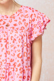 Tiered Ruffled Leopard Dress, Pink