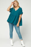 Textured Babydoll Top, Teal