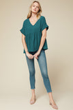 Textured Babydoll Top, Teal