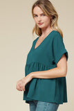 Textured Babydoll Top, Teal