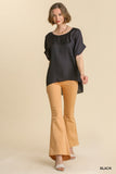 Animal Jacquard Dolman Sleeve Top, Black