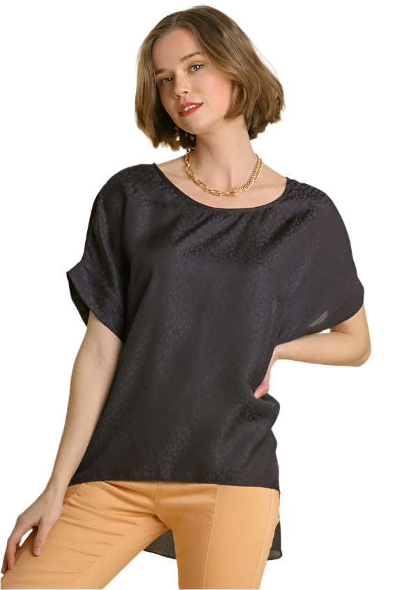 Umgee Animal Jacquard Dolman Sleeve Top