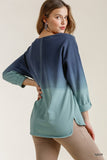 Ombre Raglan Top, Navy
