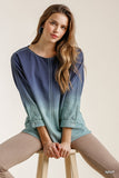 Ombre Raglan Top, Navy