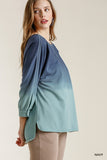 Ombre Raglan Top, Navy