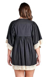 Embroidered Crochet Babydoll Mini Dress, Black