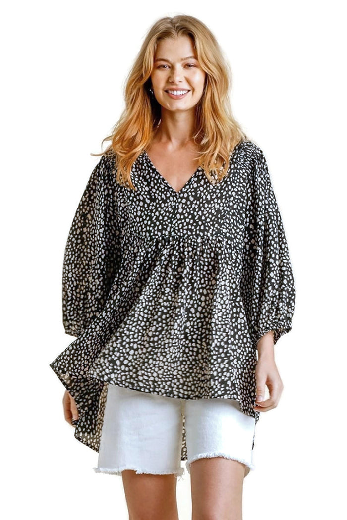 umgee usa cheetah babydoll top