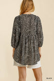 Cheetah Babydoll Top, Black