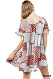 Folklore Tassel Mini Swing Dress, Apricot