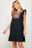 Floral Embroidered Ruffle Dress