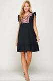 Floral Embroidered Ruffle Dress