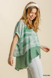 Tie Dye Layered Top, Sage