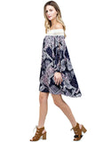 Batik Patchwork Off the Shoulder Dress, Pink