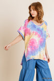 Tie Dye Top, Pink & Blue