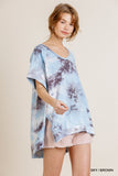 Tie Dye V-Neck Top, Sky