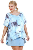 Tie Dye V-Neck Top, Sky