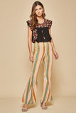 Flutter Sleeve Embroidered Top, Black