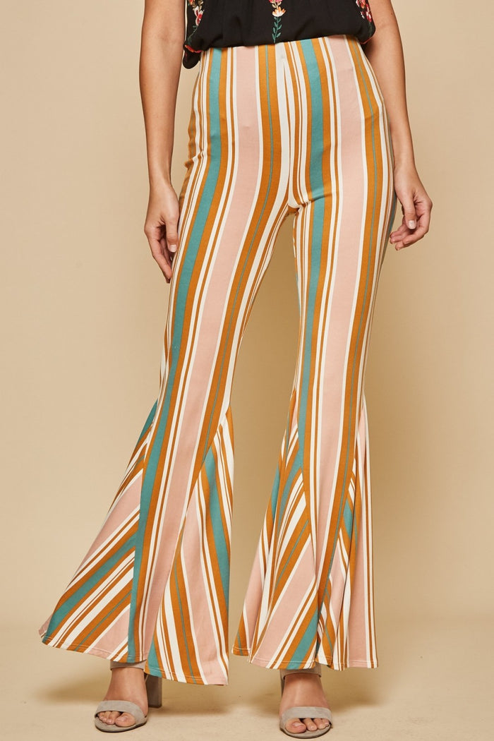 andree stiped flared bell bottom pants savanna jane