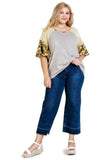 Camo Bell Sleeve Top, Stone