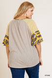 Camo Bell Sleeve Top, Stone