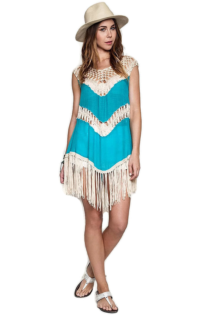 Crochet Fringe Tunic, Green