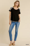Leopard Trim Top, Black