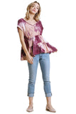umgee usa Tie Dye Babydoll Tiered Top,
